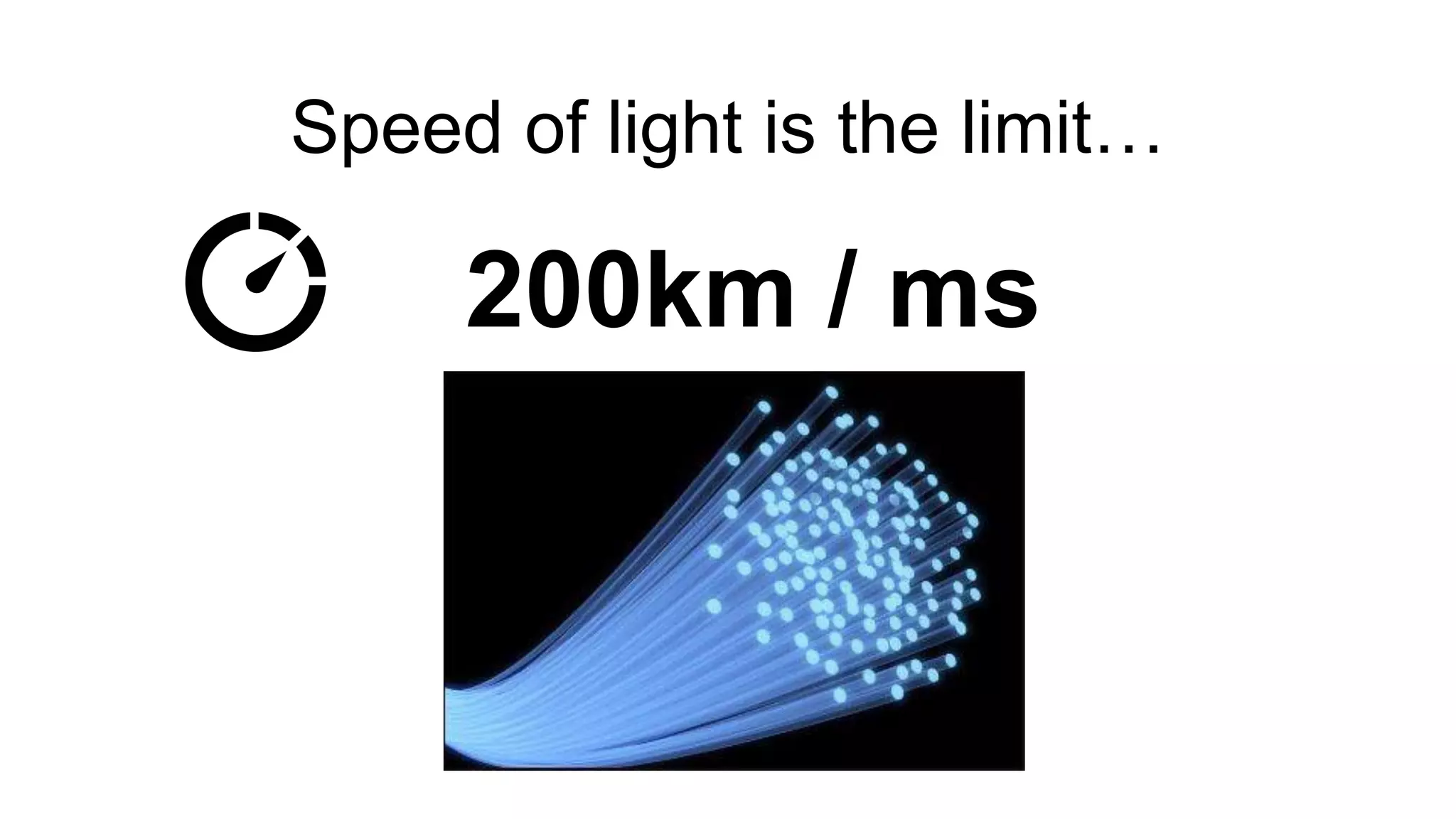 Speed of light is the limit…
200km / ms
 