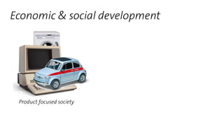 Economic & social development
Product focused society Informationfocused
society
Experience focused
society
 