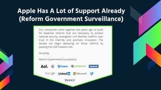 Apple Has A Lot of Support Already
(Reform Government Surveillance)
 