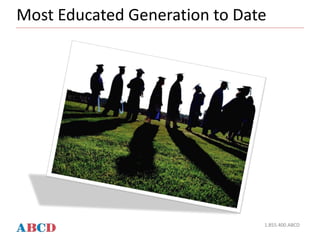 Most Educated Generation to Date
1.855.400.ABCD
 