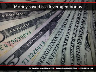 Money saved is a leveraged bonus
 