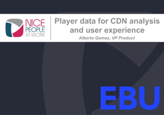 Alberto Gomez, VP Product
Player data for CDN analysis
and user experience
 
