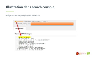 Illustration dans search console
Malgré un code 200, Google voit la redirection.
 