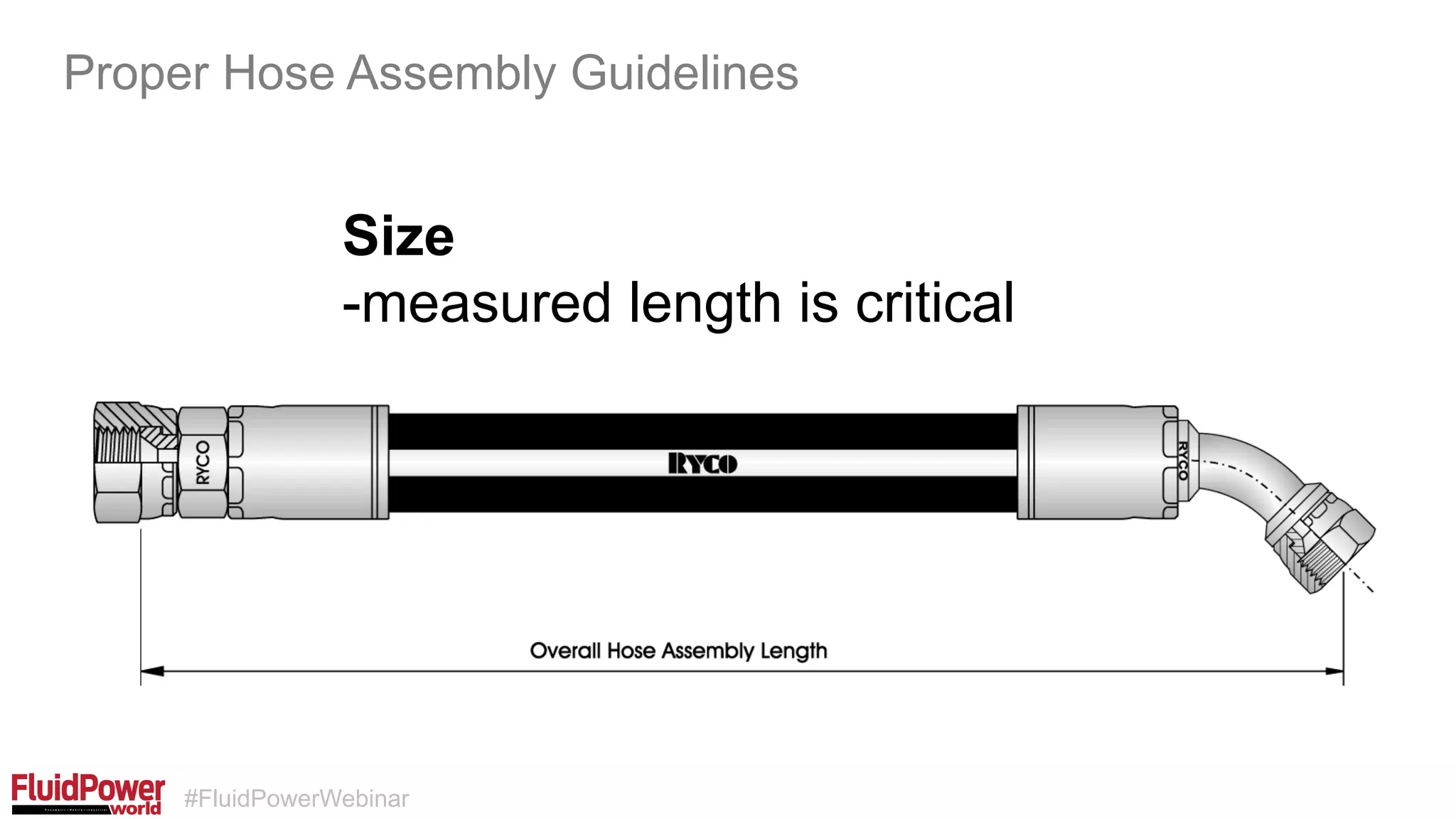 #FluidPowerWebinar
Size
-measured length is critical
Proper Hose Assembly Guidelines
 