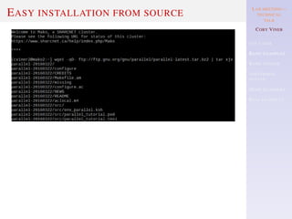 LAB MEETING—
TECHNICAL
TALK
COBY VINER
USE CASES
BASIC EXAMPLES
BASIC SYNTAX
ADDITIONAL
SYNTAX
MORE EXAMPLES
REAL EXAMPLES
EASY INSTALLATION FROM SOURCE
 