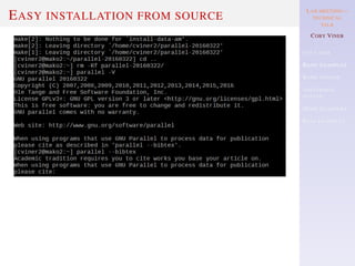 LAB MEETING—
TECHNICAL
TALK
COBY VINER
USE CASES
BASIC EXAMPLES
BASIC SYNTAX
ADDITIONAL
SYNTAX
MORE EXAMPLES
REAL EXAMPLES
EASY INSTALLATION FROM SOURCE
 