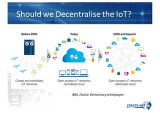 Should	
  we	
  Decentralise	
  the	
  IoT?
IBM,	
  Device	
  Democracy	
  whitepaper
 