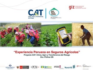 Página 1
“Experiencia Peruana en Seguros Agrícolas”
Proyecto CAT: Clima, Agro y Transferencia del Riesgo
Dra. Philine Oft
 