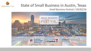 State of Small Business in Austin, Texas
Small Business Festival | 05/02/16
 