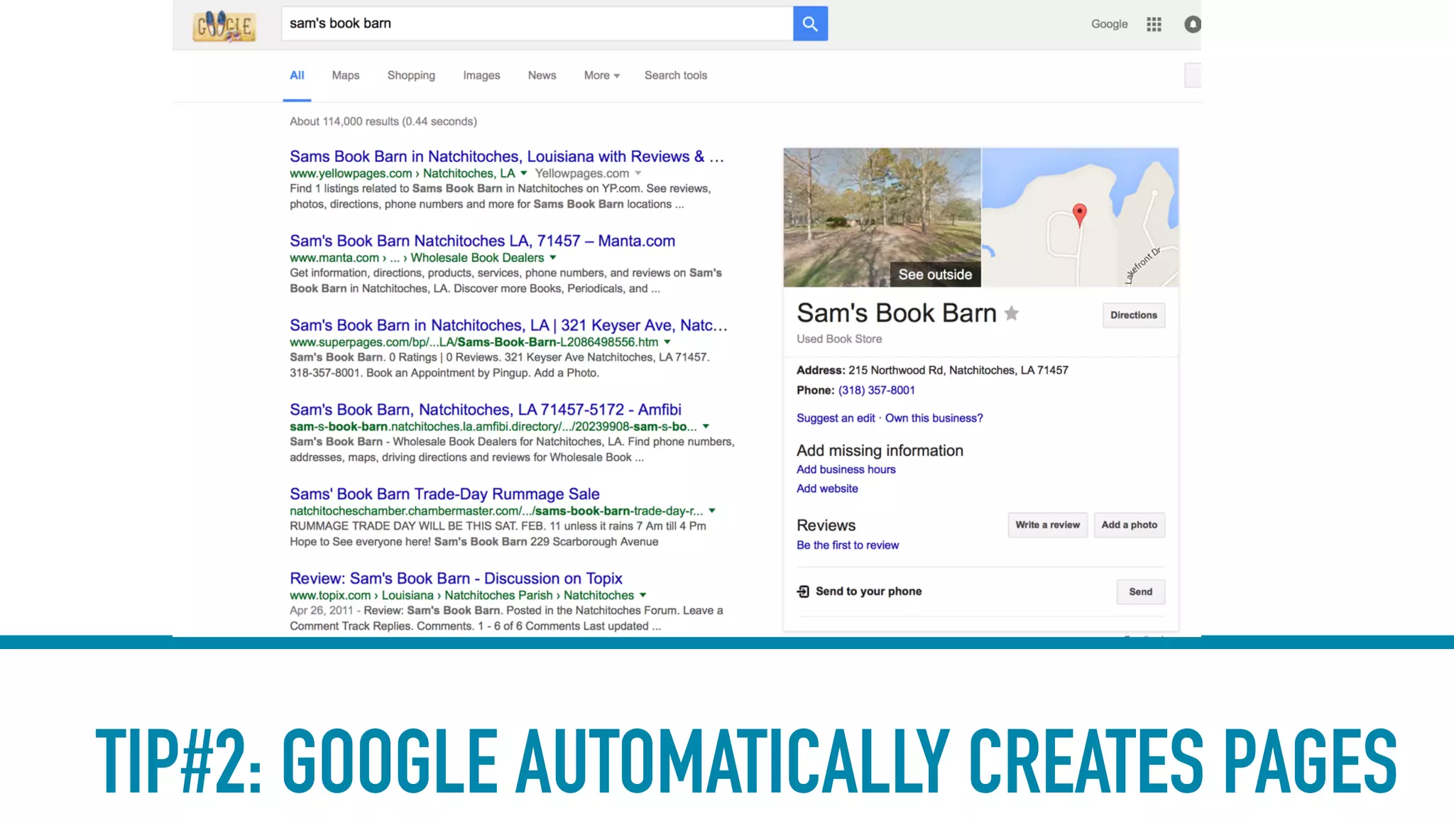TIP#2: GOOGLE AUTOMATICALLY CREATES PAGES