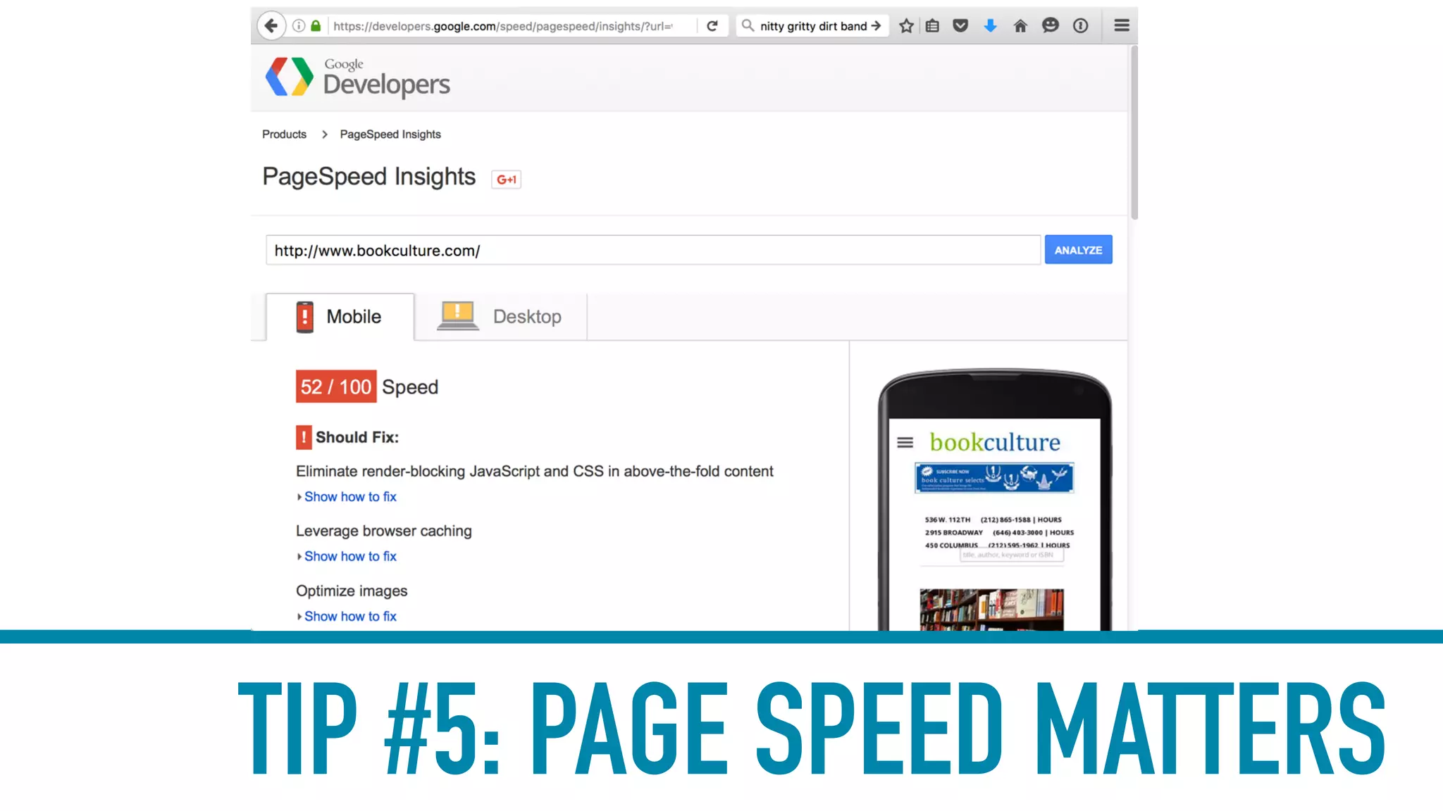 TIP #5: PAGE SPEED MATTERS
