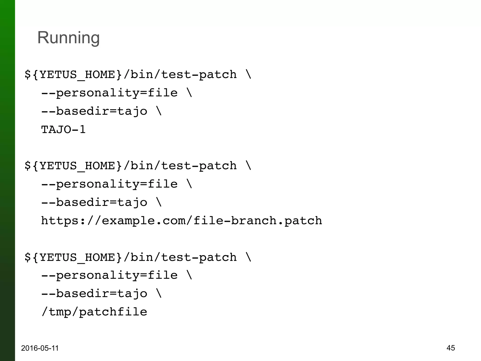 452016-05-12
test-patch --plugins=all 
--github-user=apache
--github-repo=tajo 
--jira-re='^TAJO-[0-9]+$'
--branch-default=master 
--buildtool=cmake
--basedir=tajo 
TAJO-1
 