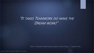©Mark Mueller-Eberstein & Adgetec Corporation
“IT TAKES TEAMWORK DO MAKE THE
DREAM WORK!”
John C. Maxwell; Walt Disney; Ma...