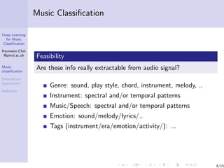 Deep learning for music classification, 2016-05-24 | PPT