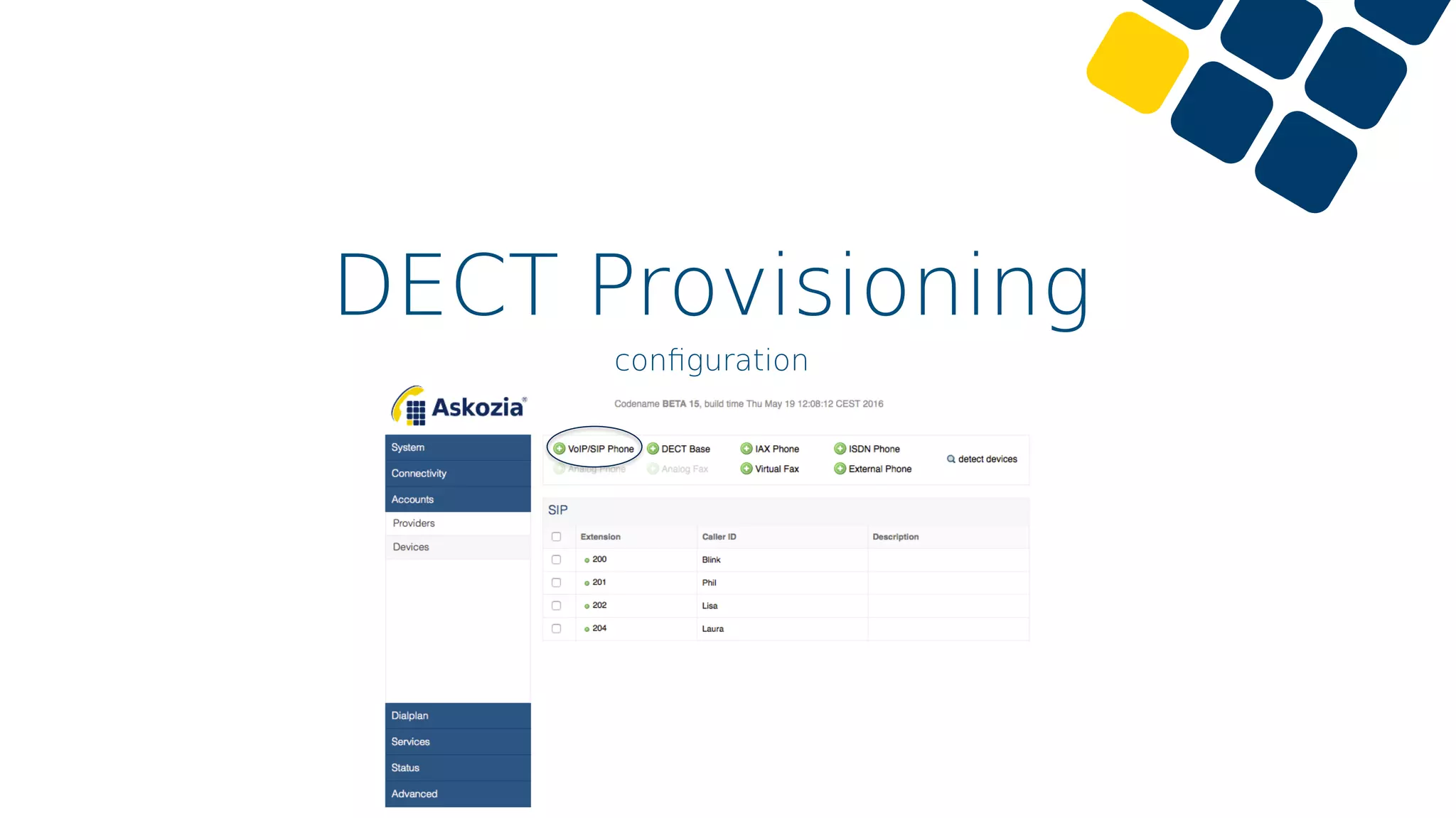 DECT Provisioning
conﬁguration
 