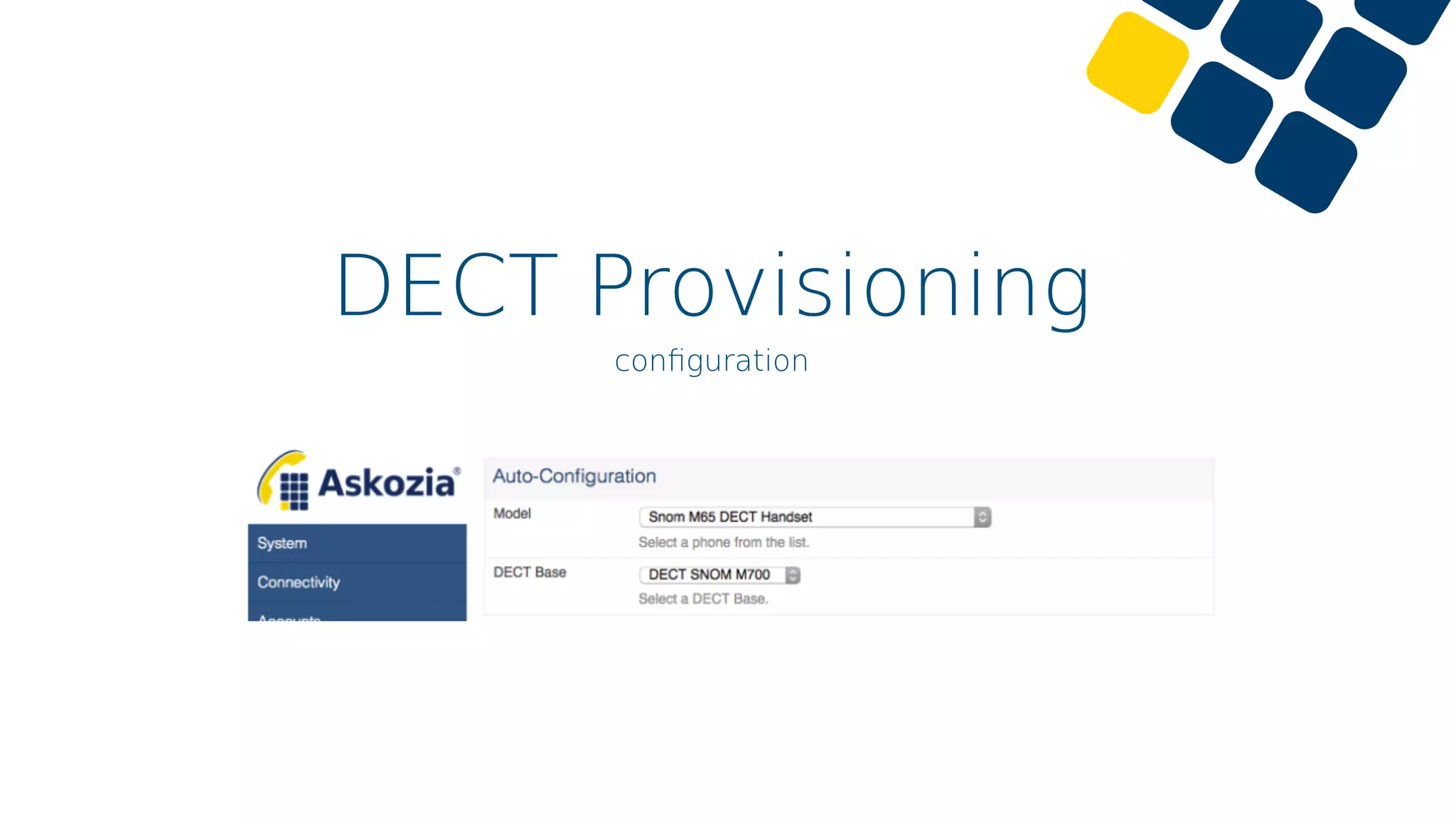 DECT Provisioning
conﬁguration
 
