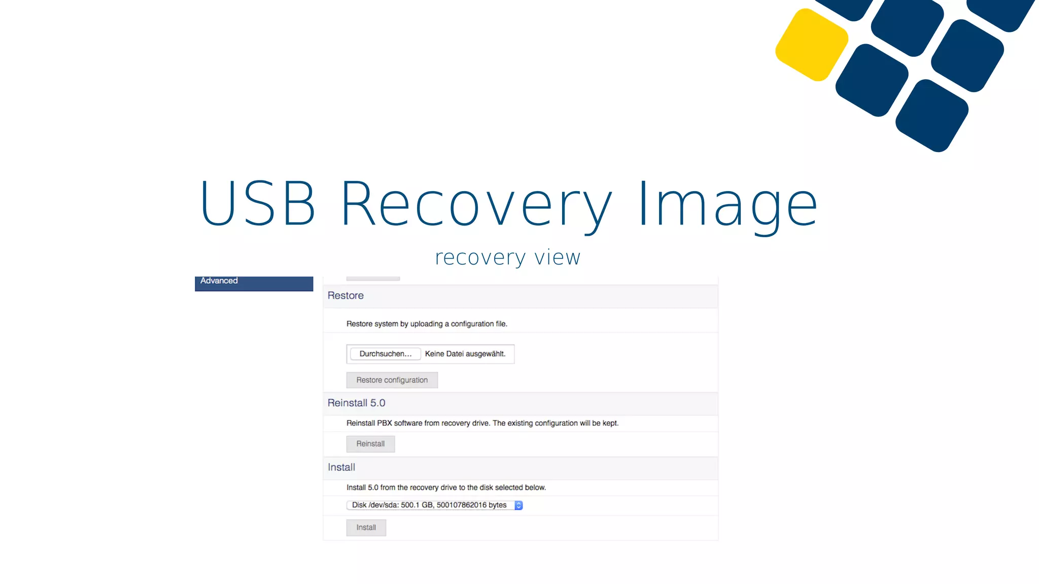 USB Recovery Image
recovery view
 