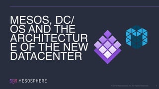 © 2016 Mesosphere, Inc. All Rights Reserved.
MESOS, DC/
OS AND THE
ARCHITECTUR
E OF THE NEW
DATACENTER
1
 