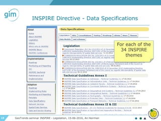 15
INSPIRE Directive - Data Specifications
GeoTrends seminar INSPIRE - Legislation, 15-06-2016, An Heirman
For each of the
34 INSPIRE
themes
 