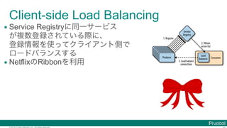 © 2016 Pivotal Software, Inc. All rights reserved.
• Service Registry  
 
 
• Netflix Ribbon
Client-side Load Balancing
 