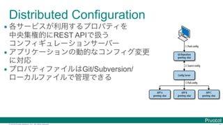 © 2016 Pivotal Software, Inc. All rights reserved.
•  
REST API  
•  
• Git/Subversion/ 
Distributed Configuration
 