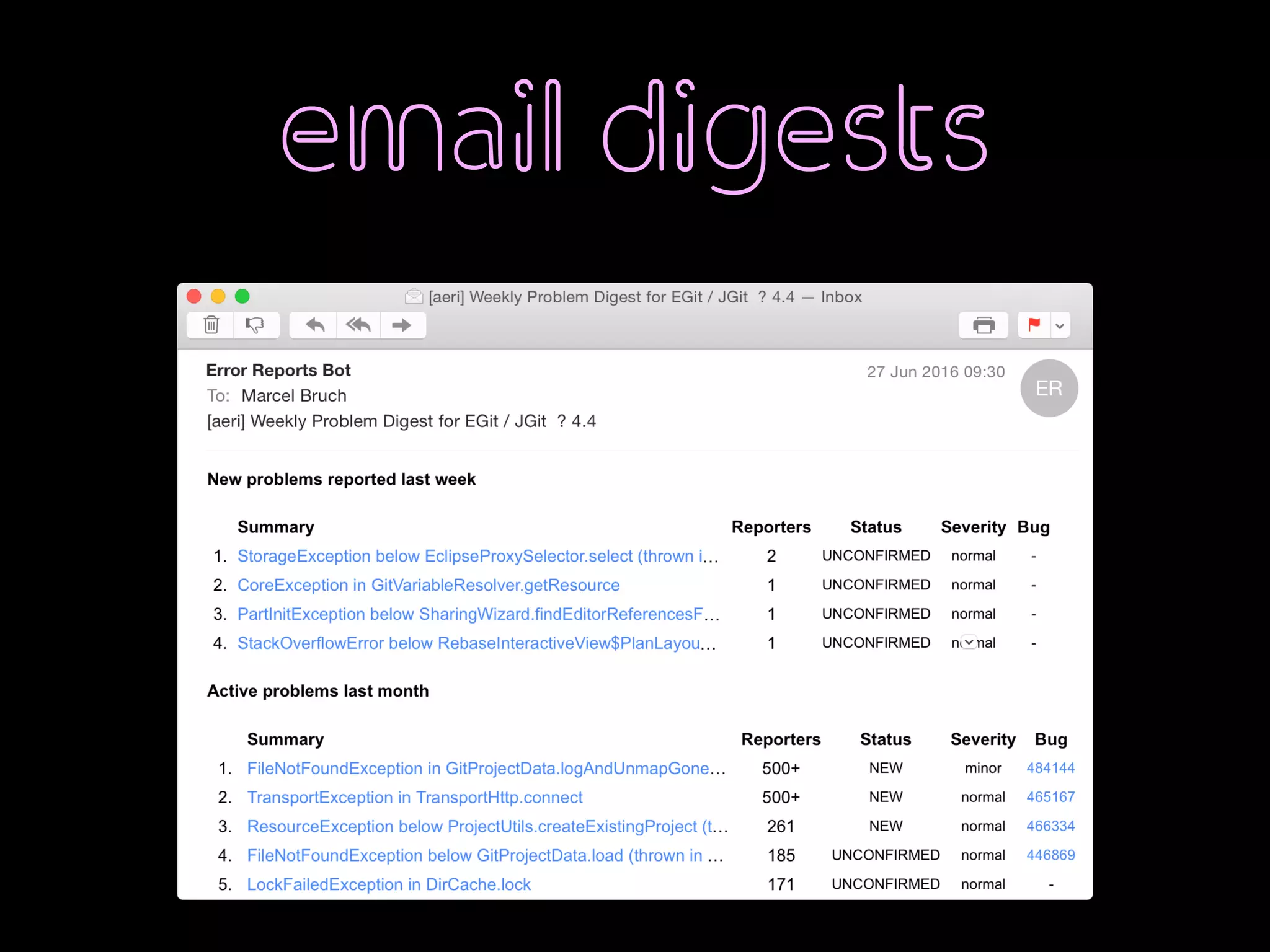 email digests
 