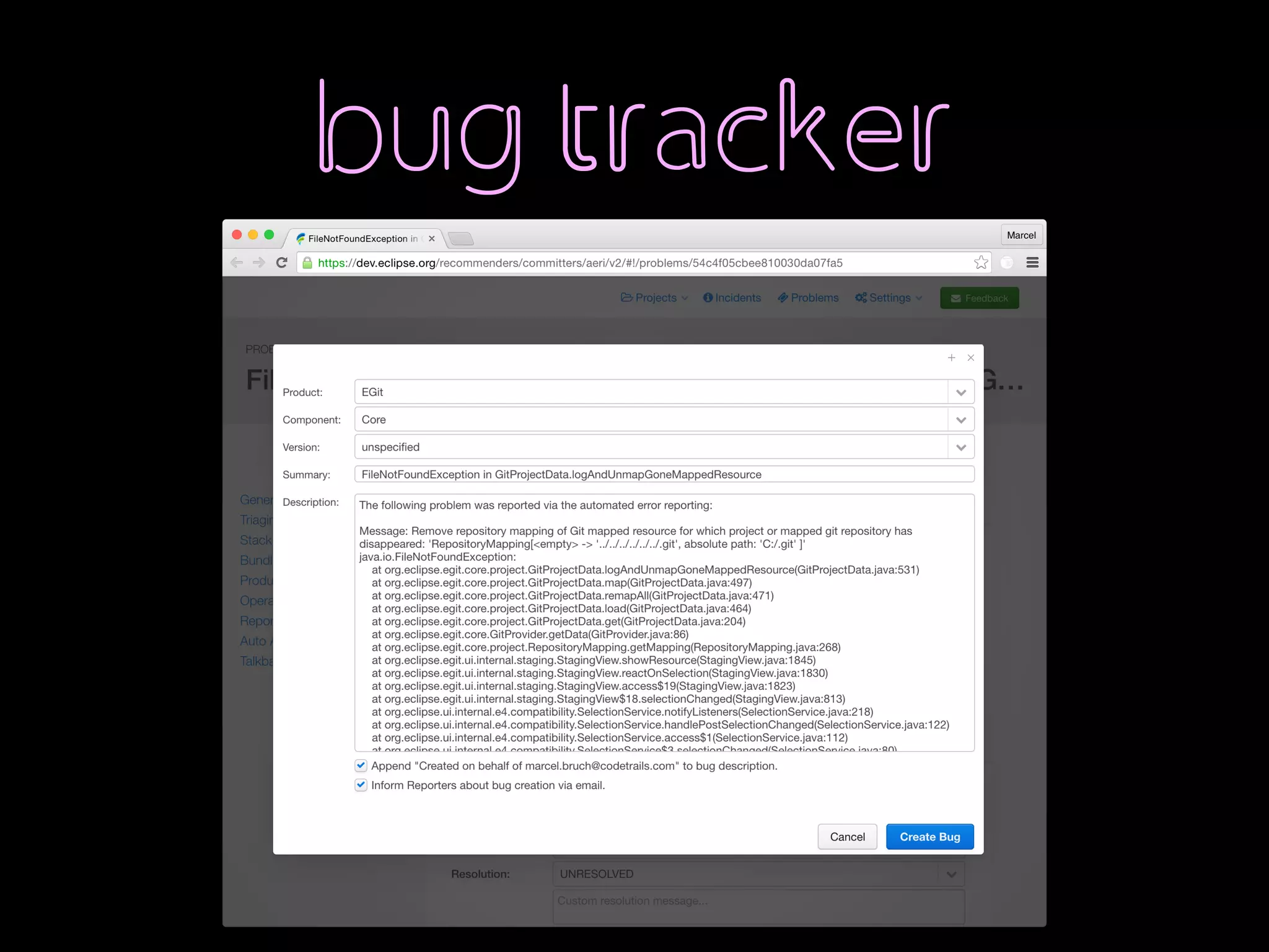 bug tracker
 