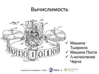 Вычислимость
 Машина
Тьюринга
 Машина Поста
 Λ-исчисление
Черча
 