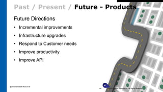 Past / Present / Future - Products
Future Directions
• Incremental improvements
• Infrastructure upgrades
• Respond to Customer needs
• Improve productivity
• Improve API
©2016 Cincom Systems Inc. All Rights Reserved.44
@cincomsmalltalk #ESUG16
 