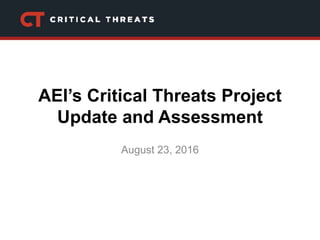 AEI’s Critical Threats Project
Update and Assessment
August 23, 2016
 