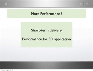 More Performance !
Short-term delivery
Performance for 3D application
Thursday, August 25, 16
 
