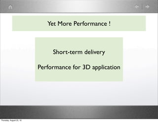 Yet More Performance !
Short-term delivery
Performance for 3D application
Thursday, August 25, 16
 