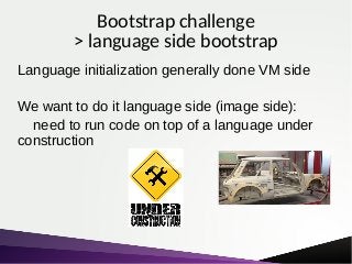 Road to a working bootstrap
We run the image …
… VM crash
 