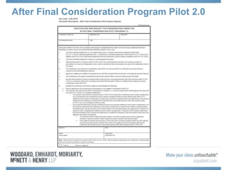 After Final Consideration Program Pilot 2.0
 