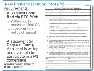 Requirements
• A Request Form
filed via EFS-Web
– Within two (2)
months of final OA
– Prior to filing a
notice of appeal.
• A statement (in
Request Form)-
Applicant is willing
and available to
participate in a P3
conference
New Post-Prosecution Pilot (P3)
 