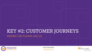 Join the Conversation
#MSWS16
KEY #2: CUSTOMER JOURNEYS
KEEPING THE PLAYERS ON CUE
 