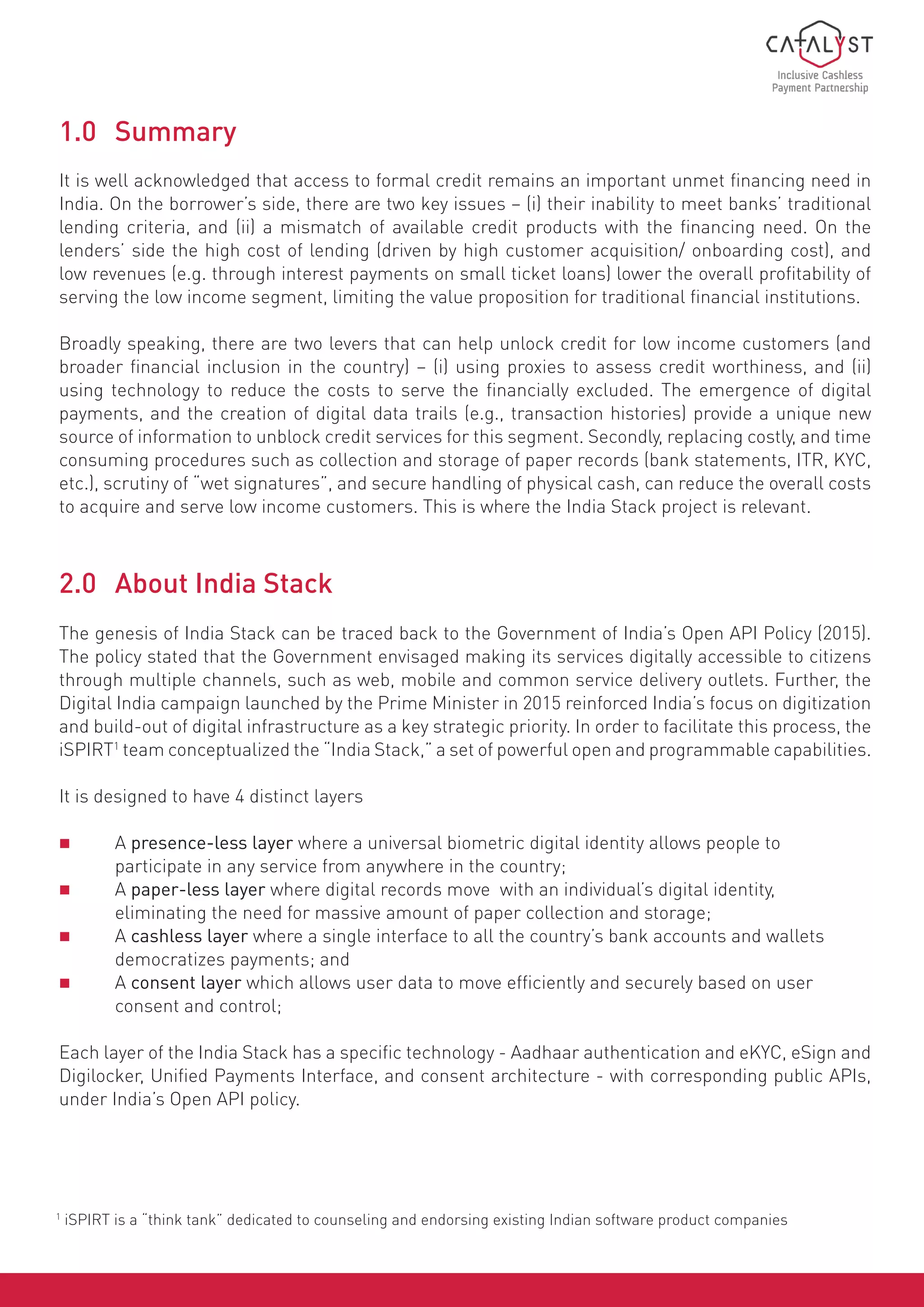 India Stack pilot - commercialization of techno-creative innovations | PDF