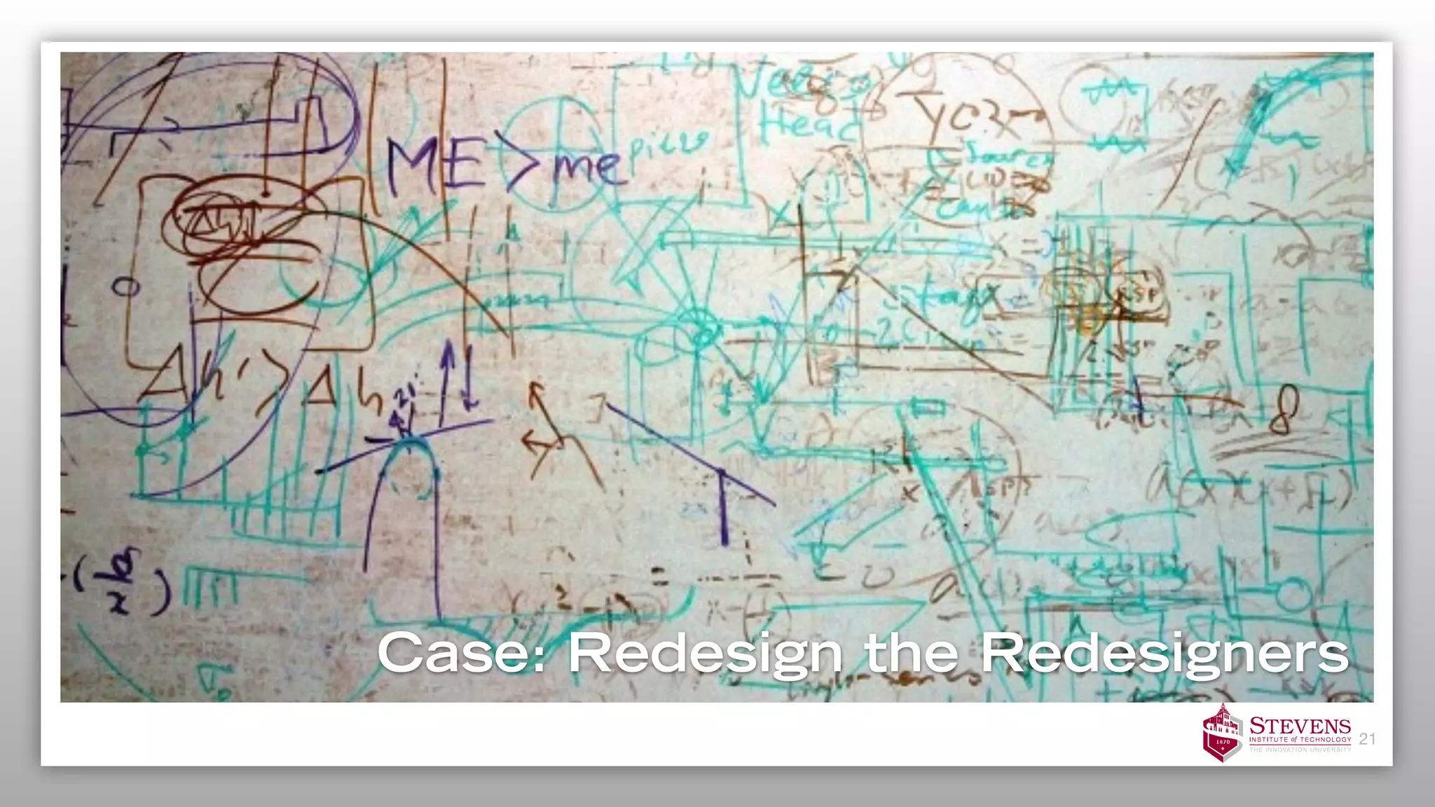 21
Case: Redesign the Redesigners
 