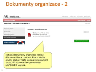 IV. Založení a vyplnění projektové žádosti
Projektová žádost obsahuje několik částí (kapitol):
a) Aktivita A
b) Aktivita B
c) Finalizace žádosti
d) Připojené soubory projektu (žádosti)
19
 
