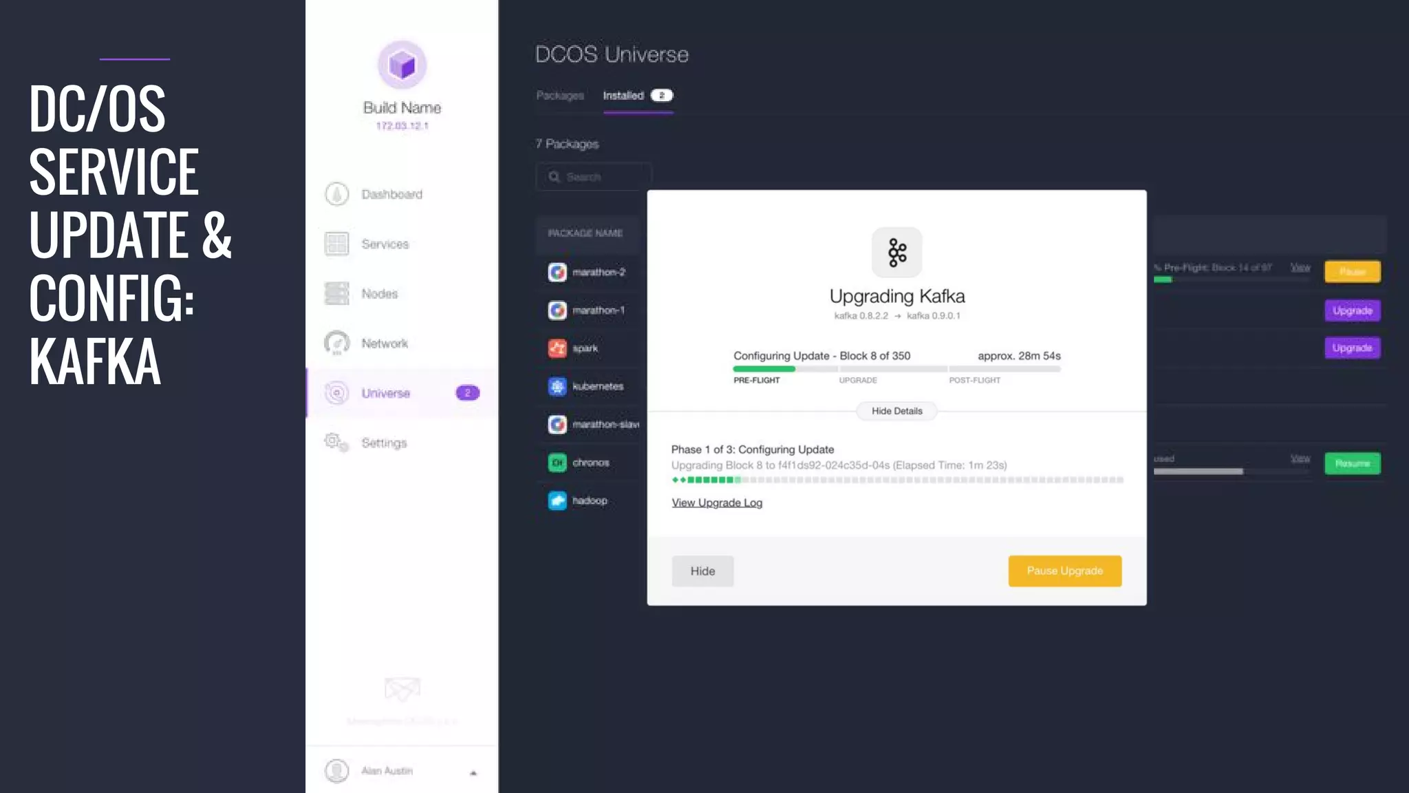 © 2016 Mesosphere, Inc. All Rights Reserved. 29
DC/OS
SERVICE
UPDATE &
CONFIG:
KAFKA
 