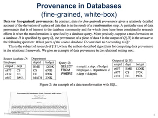 Provenance in Databases
(fine-grained, white-box)
6
Provenance	@	SBBD'16
 