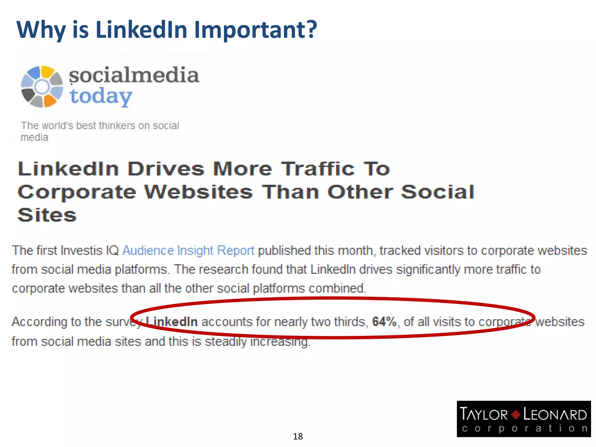 18
Why is LinkedIn Important?
 