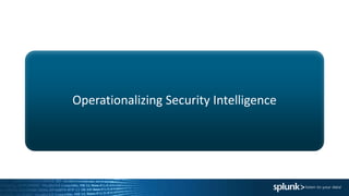 Operationalizing Security Intelligence
 