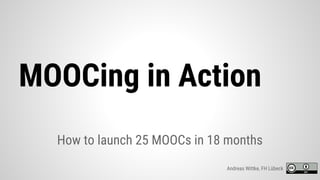 How to launch 25 MOOCs in 18 months
MOOCing in Action
Andreas Wittke, FH Lübeck
 