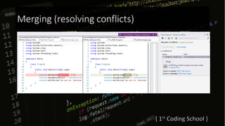 Merging (resolving conflicts)
 