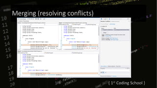 Merging (resolving conflicts)
 
