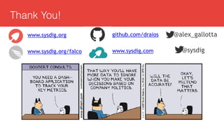 Thank You!
www.sysdig.org
www.sysdig.org/falco
@alex_gallotta
@sysdig
github.com/draios
www.sysdig.com
 
