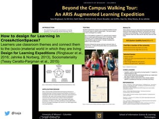 @isaja
Learning Expeditions
How to design for Learning in
CrossActionSpaces?
Learners use classroom themes and connect them
to the (socio-)material world in which they are living:
Design for Learning Expeditions (Ringbauer et al.,
2016; Jahnke & Norberg, 2013), Sociomateriality
(Tessy Ceratto-Pargman et al., 2015)
 