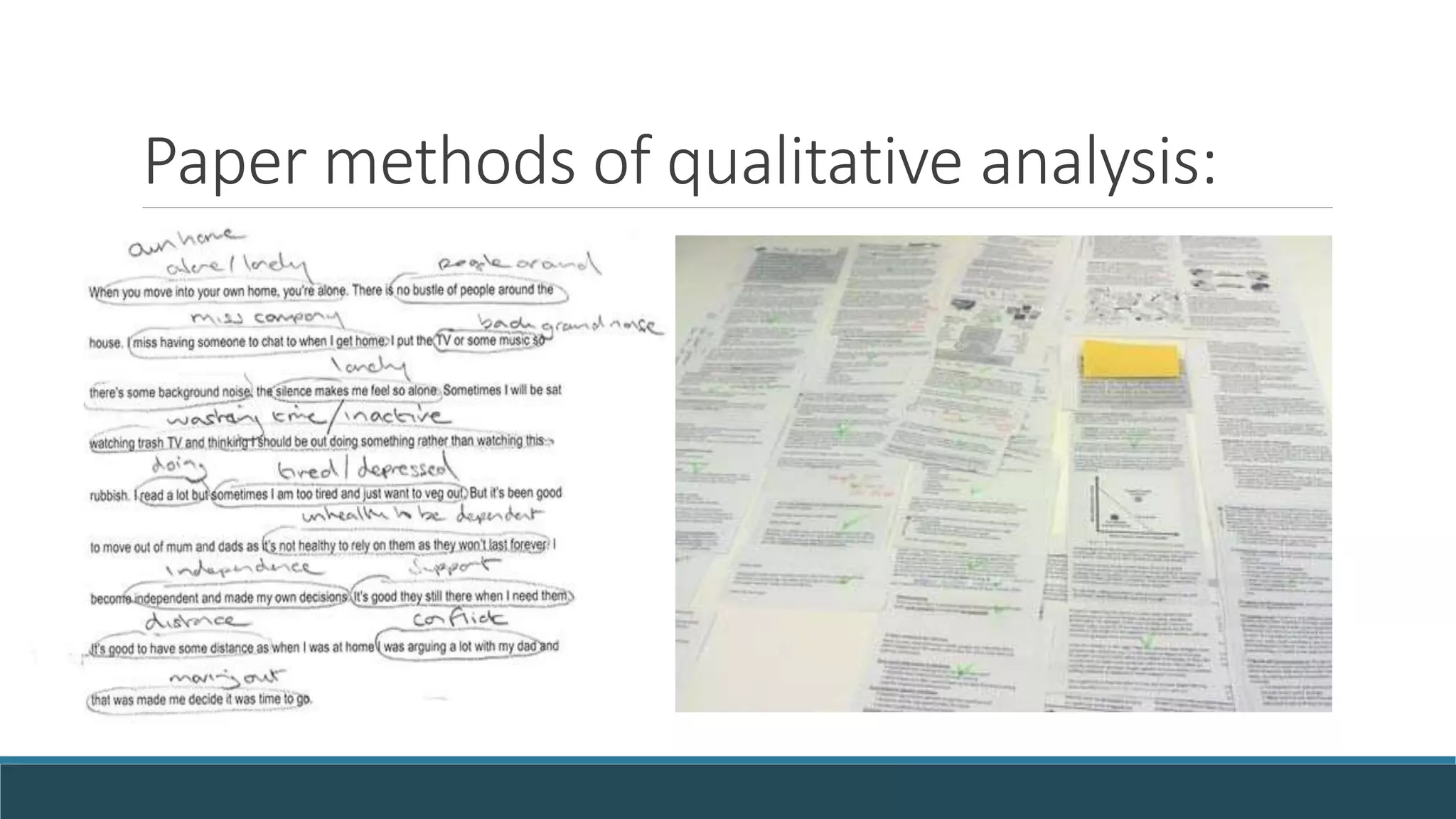 Paper methods of qualitative analysis:
 