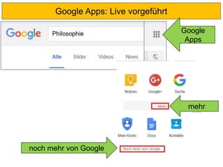 Google Apps: Live vorgeführt
Google
Apps
mehr
noch mehr von Google
 